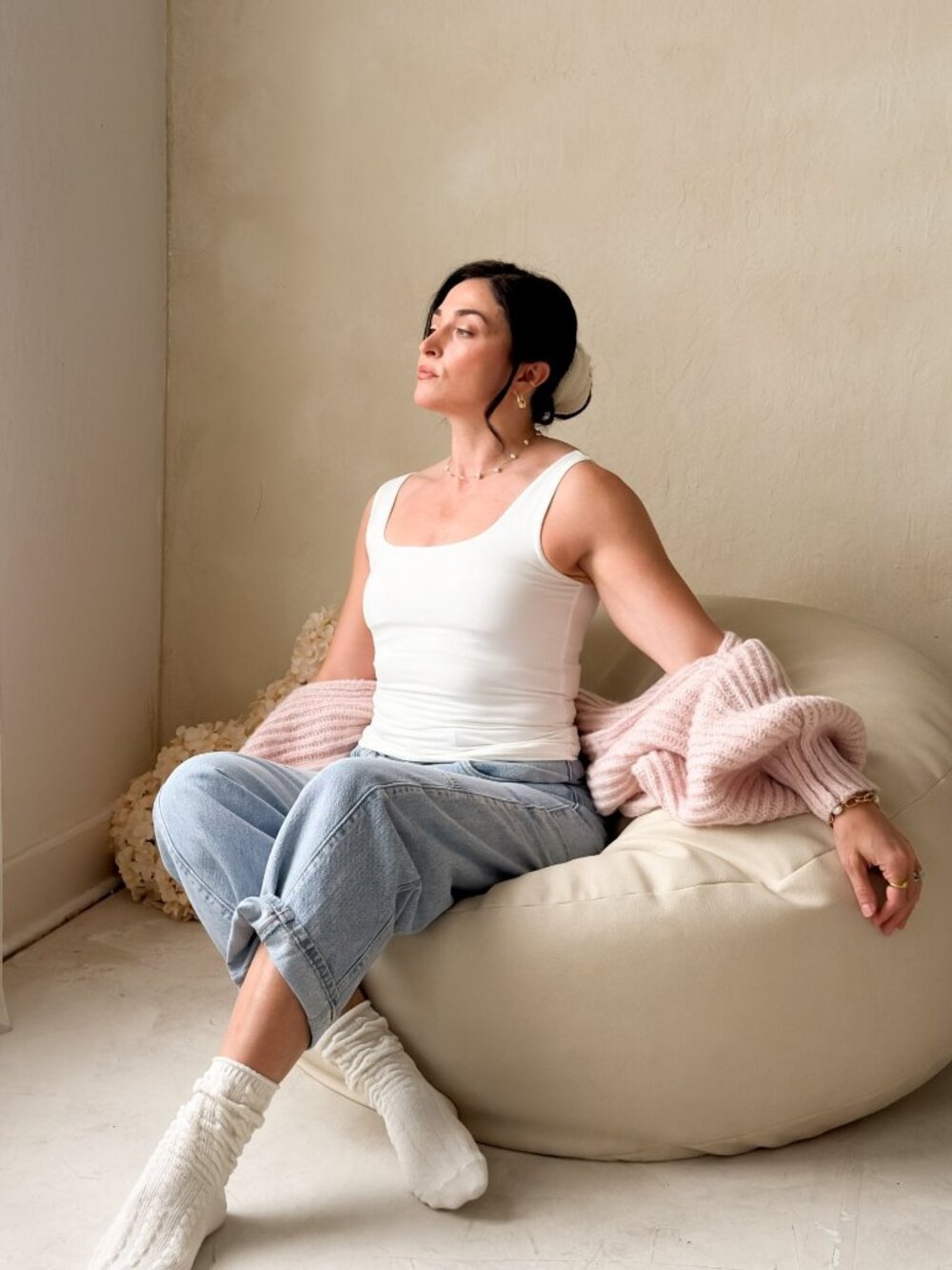 Women’s White Fitted Tank Top – Double Layer Basic Essential